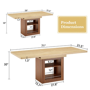 English Elm An Extendable Mdf Dining Table with Open Shelf Storage Seats up to Eight Walnut,Wood W1151S04624