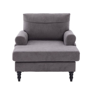 English Elm Modern Chenille Recliner Chaise Lounge Sofa Chair with High-Resilience Foam, Wide Seat, 550lb Capacity Dark Gray W395P371335