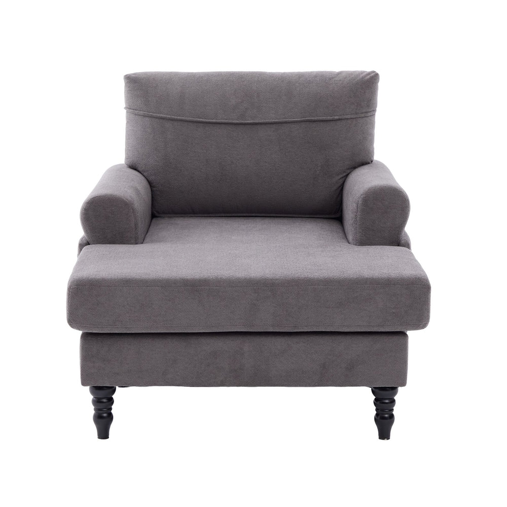 English Elm Modern Chenille Fabric Recliner Chaise Lounge Sofa with High-Resilience Foam, 550LB Capacity, Cozy Plush Backrest and Armrests for Living Room Relaxation Dark Gray W395P371335