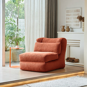 English Elm Cloud Corduroy Sleeper Chair Foldable High Density Foam Seat for Small Space Living Orange W1765P448612