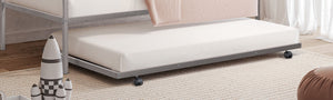 English Elm Silver Sleek Metal Twin Daybed with Built-In Trundle | Contemporary Minimalist Black Frame, Mattress-Ready Silver 76 L x 18 W x 4 H B2741P364412