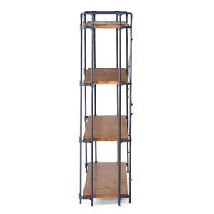 English Elm Christopher Knight Home® - YORKTOWN Industrial 4-Shelf Bookcase in Natural Wood & Black Frame — Sturdy Fir Shelves, Etagere Display 56501.00