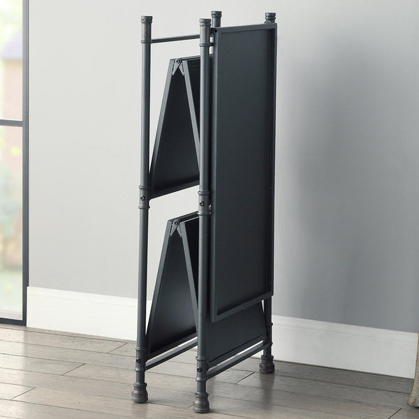 English Elm 3 Tier Folding Console Table Rustic Industrial Water-Pipe Frame, Hand-Brushed Shelves for Storage and Display B016P313526