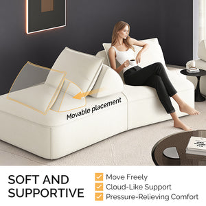 English Elm 139" Modern Oversized Modular Sectional Sofa Set - Fluffy Chenille Upholstery, Deep Seats, Removable Backrests, Plush Pillows, No Assembly Required Beige W3219S00001