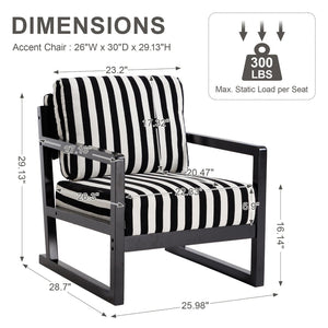 English Elm Mid-century Modern Linen Lounge Chair with Solid Wood Legs for Living Room W1249P479873