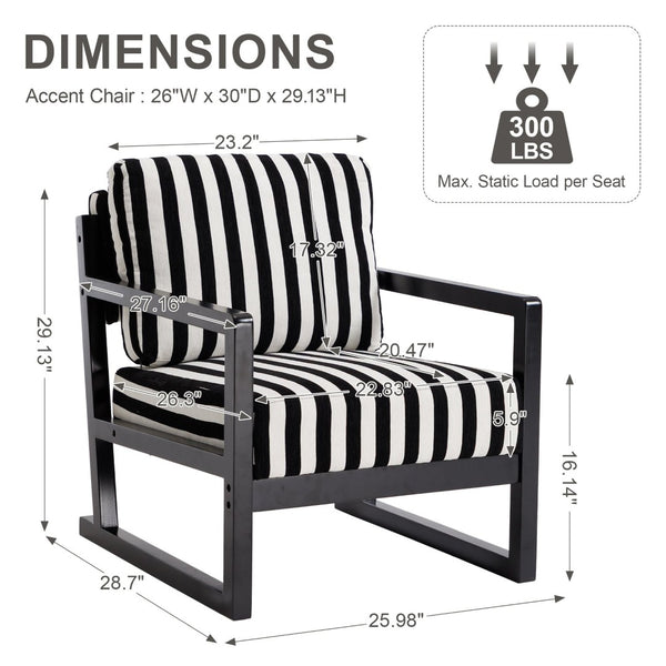 English Elm Mid-century Modern Linen Lounge Chair with Solid Wood Legs for Living Room W1249P479873