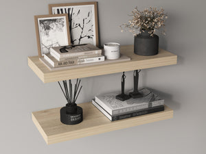 English Elm Ecco Floating Shelves Set of 2 — 31.5" Wall-Mounted Matte Particle Board Shelves with Hidden Brackets and Sturdy Support Beige 32 L x 11 W x 4 H B070P242435