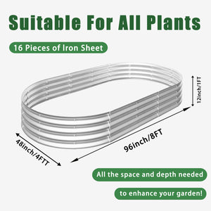 English Elm 2Pcs Galvanized Raised Garden Bed Kit 8x4x1ft – Heavy-Duty Rust-Resistant Modular Planter Set W840P310528