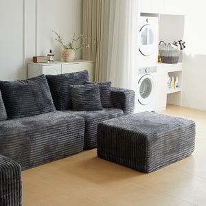 English Elm 133.86" Cloud Modular U-shaped Sectional Ribbed Corded Fabric Deep Seat Living Room Sofa Gray W668S00011