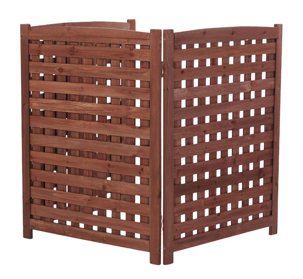English Elm 3-panel Outdoor Slatted Wood Enclosure Screen for Ac Units Patios and Garden Areas Brown W2640P290517