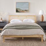 Solid Wood Rattan Paneled Platform Queen Bed Natural YASB5CNA Walker Edison