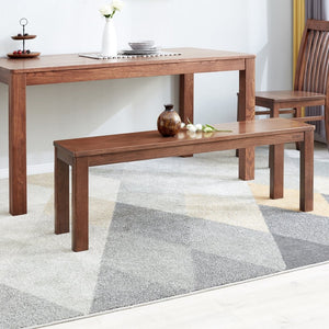 English Elm (1.2m) Solid Oak Dining Bench with Walnut Finish Metal Reinforced Seat Farmhouse Style W1283P434414