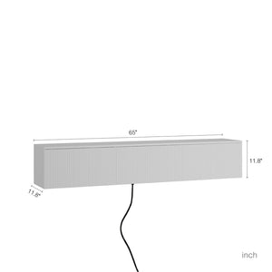 English Elm Floating Wall Mounted Tv Stand with Led Lighting Modern Media Console for Large Screens W1321P405330