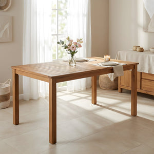 English Elm Topmax Solid Acacia Outdoor Dining Table Slatted Wood Top Seats Six Patio Garden N717P374325N