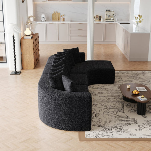 English Elm 131.1-inch Chenille Cloud Sectional with Memory Foam Curved Modular Living Room Sofa W3505S00013