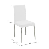 English Elm Set Of 4 Leatherette Upholstered Dining Chairs, White and Chrome