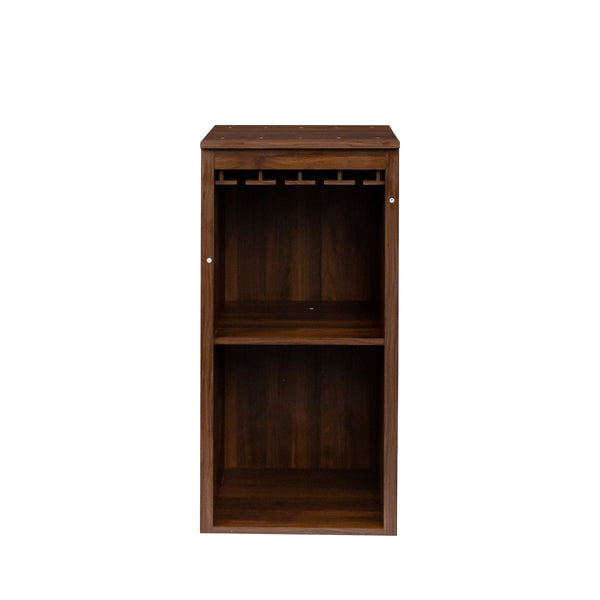 English Elm Brown walnut modular wine bar cabinet with hutch and shelves for dining room storage display W331P282805