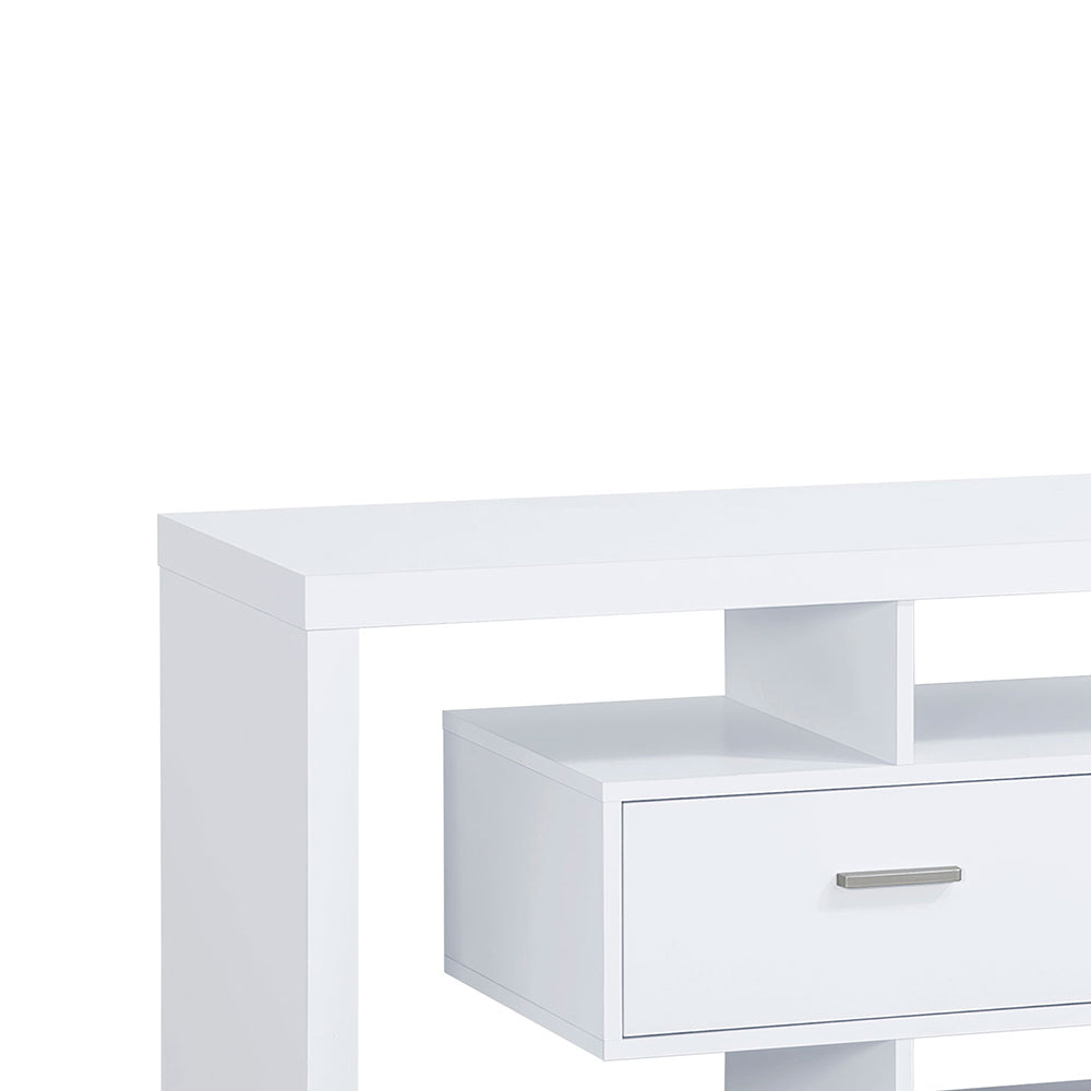 English Elm Ozawa White 2-Drawer Engineered Wood TV Stand with Open Shelves, Durable Melamine Finish, Spacious Storage for Living Room Entertainment B062P331087