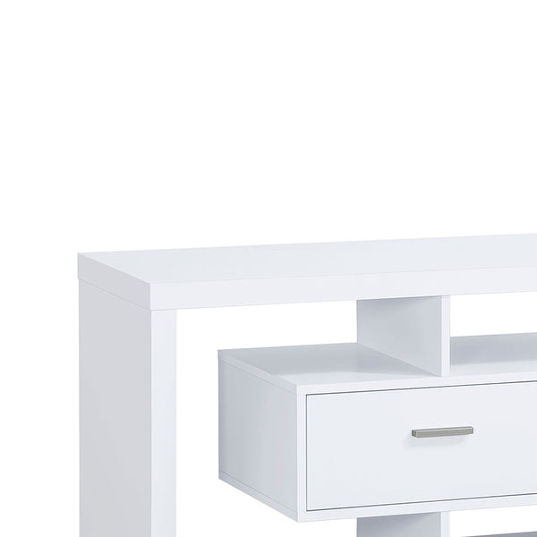 English Elm Ozawa White 2-Drawer Engineered Wood TV Stand with Open Shelves, Durable Melamine Finish, Spacious Storage for Living Room Entertainment B062P331087