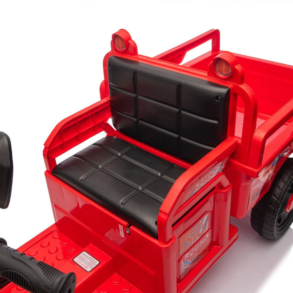 English Elm 12v Kids Electric Cargo Trike with Led Lights Wide Seat Anti-slip Wheels Toddler Ride On Red W1578P336051