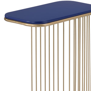 English Elm Aviena Blue & Gold Metal Accent Table with 15mm Composite Wood Top, Display & Utility, No Assembly Required B2726P243244