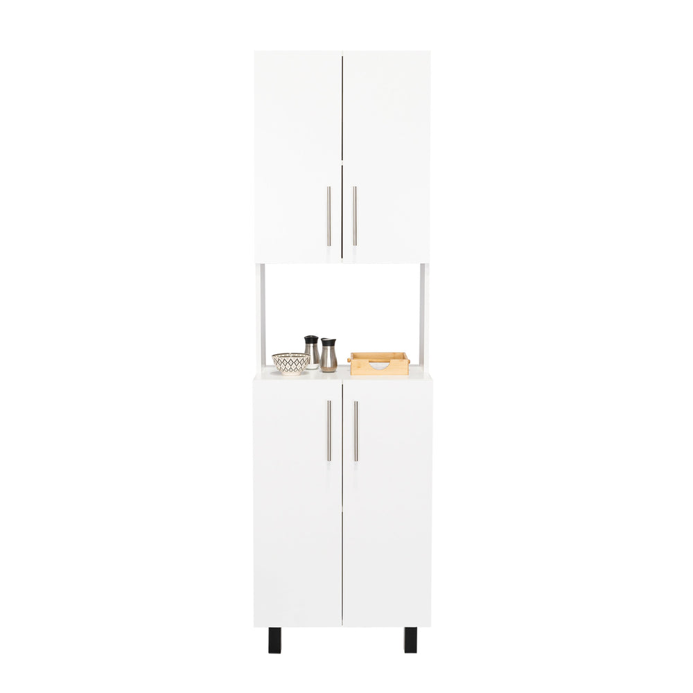 English Elm Perry Microwave Pantry White - Sleek Engineered Wood Cabinet with Adjustable Shelves & Open Microwave Compartment B092P286130