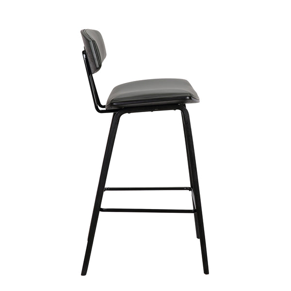 English Elm Vionne 28.5" Bar Height Gray Faux Leather Stool with Black Wood Legs, Mid-Century Stable Comfort B2736P268564