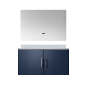 English Elm Navy Blue Bath Vanity Set With White Quartz Top & Led Mirror - Elegant Storage Solution For Bathrooms B2731S00759