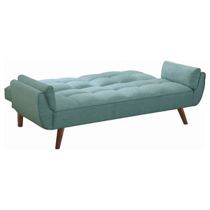 English Elm Laggarhem Turquoise Convertible Tufted Back Upholstered Sofa Bed with Linen-Look Fabric & Walnut Legs B062P357817