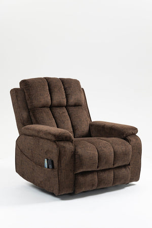 English Elm Oversized Power Lift Recliner with Heat Massage Lay Flat Design and Usb Charging Port Chocolate W547S00081