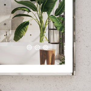 English Elm 48x36 LED Bathroom Vanity Mirror Silver Frame with Hidden Strip, Anti-Fog Touch Controls, Dimmable Memory W708P176761