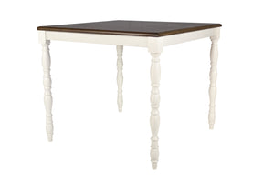 English Elm 5 5-Piece Counter Height Dining Set with Oak Top and White Legs, Ladder Back Chairs, Rustic Charm B089P389541