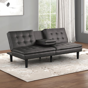 English Elm Futon Modern convertible sofa bed with chrome-reinforced metal legs, foam cushions, sleek engineered frame Gray 44 L x 37 W x 15 H B2741P363836