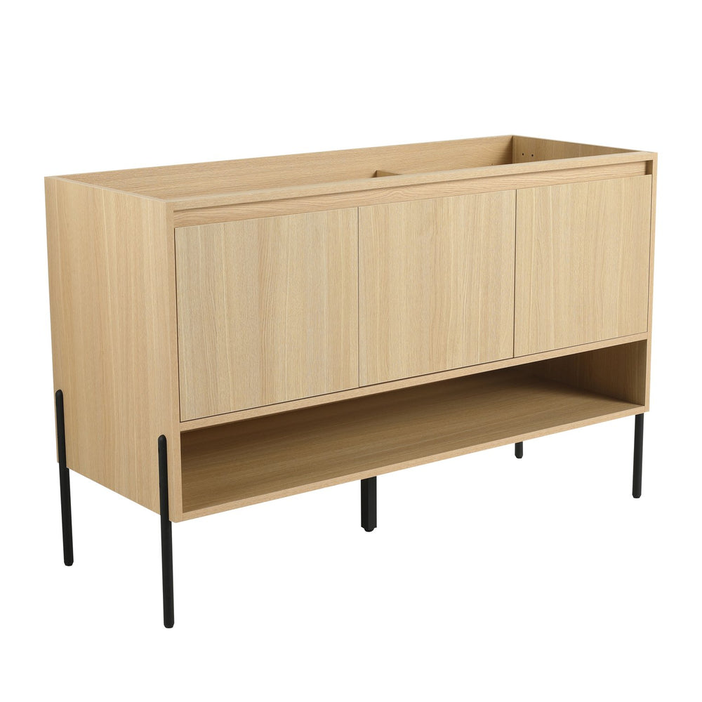 English Elm 48" Modern Freestanding Bathroom Vanity Cabinet, 3 Soft-Close Doors, KD Packing, No Sink Included W1972P199462
