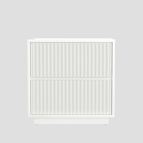 Origins Blanca 2 Drawer Nightstand - Elegant Handcrafted Mahogany With Scalloped Design For Timeless Charm White Mahogany Solids & Veneer 8500-02