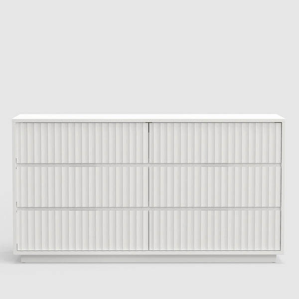 Origins Blanca 6 Drawer Dresser - Handcrafted Mahogany Elegance With Unique Scalloped Design For Your Bedroom White Mahogany Solids & Veneer 8500-03