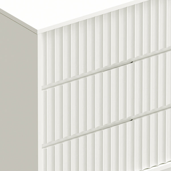 Origins Blanca 6 Drawer Dresser - Handcrafted Mahogany Elegance With Unique Scalloped Design For Your Bedroom White Mahogany Solids & Veneer 8500-03