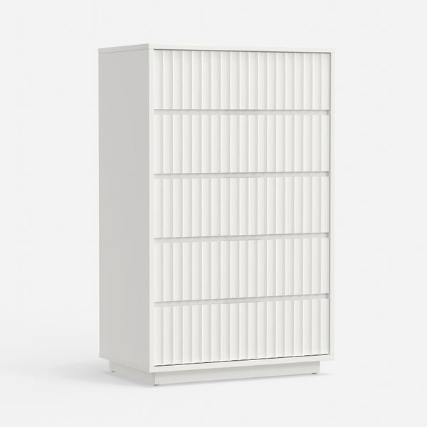 Origins Blanca 5 Drawer Chest - Elegant Handcrafted Mahogany Storage Solution With Smooth Gliding Drawers White Mahogany Solids & Veneer 8500-05