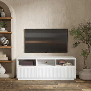 Origins Blanca Tv Console - Handcrafted Mahogany Elegance With Ample Storage And Stylish Wire Management Design White Mahogany Solids & Veneer 8500-20