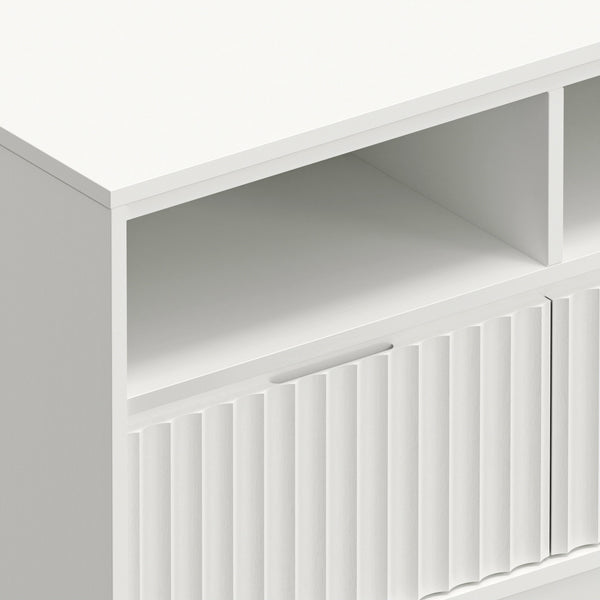 Origins Blanca Tv Console - Handcrafted Mahogany Elegance With Ample Storage And Stylish Wire Management Design White Mahogany Solids & Veneer 8500-20