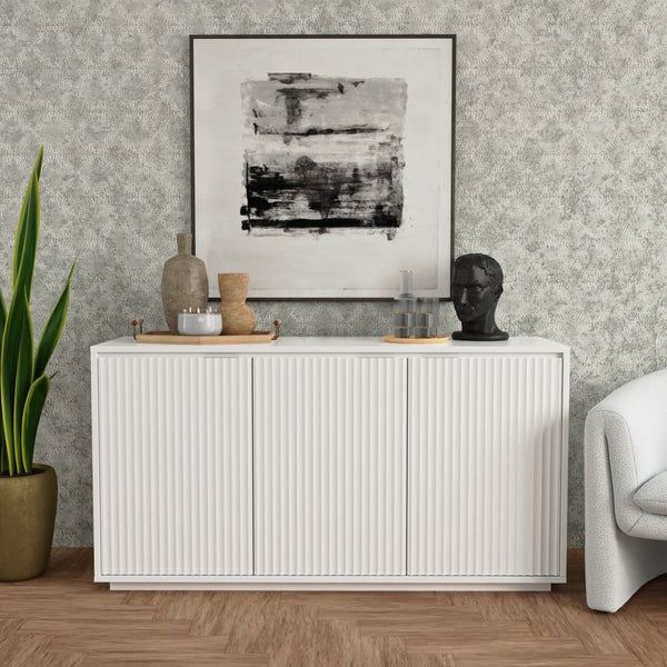 Origins Blanca Sideboard – Stylish Storage Solution With Scalloped Panels And Clean Lines For Organized Spaces White Mahogany Solids & Veneer 8500-64