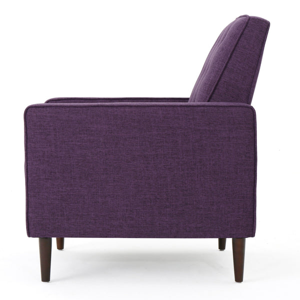 English Elm Christopher Knight Home® - Fabric Recliner Chair Mid-Century Modern Pushback Single Sofa with Tufted Cushion, Birch Legs, Cozy Comfort Purple 60741.00MPUR