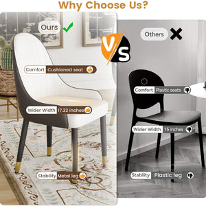 English Elm Modern PU sponge-filled dining chair with faux leather, foam comfort, metal legs and 280lb capacity Dark brown+White W1535119449