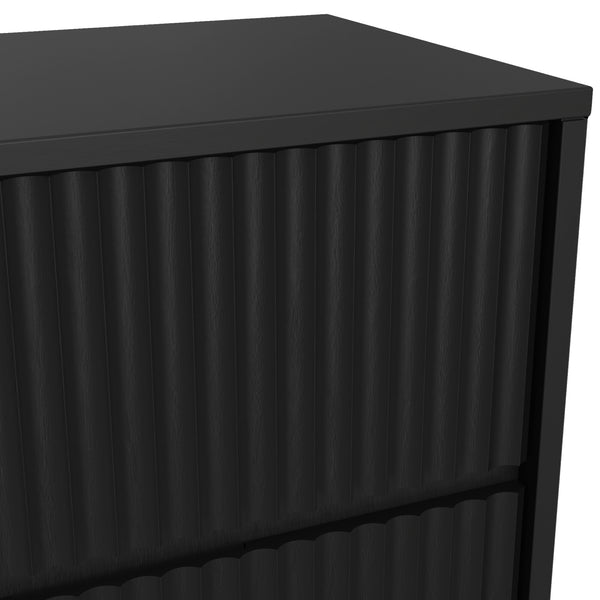 Origins Blanca 2 Drawer Nightstand - Elegant Handcrafted Mahogany With Scalloped Design For Timeless Charm Black Mahogany Solids & Veneer 8500blk-02