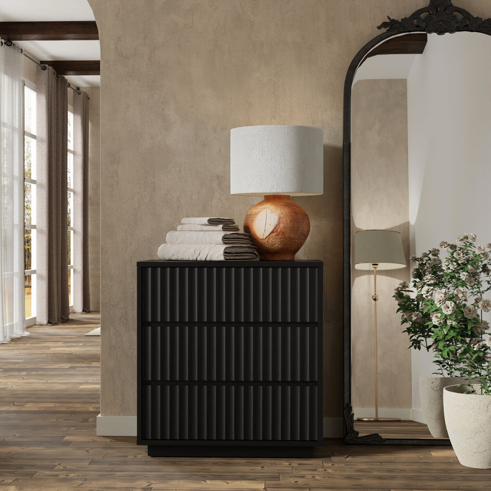 Origins Blanca 3 Drawer Small Chest – Exquisite Mahogany Storage Solution For Elegant Home Décor Black Mahogany Solids & Veneer 8500blk-04