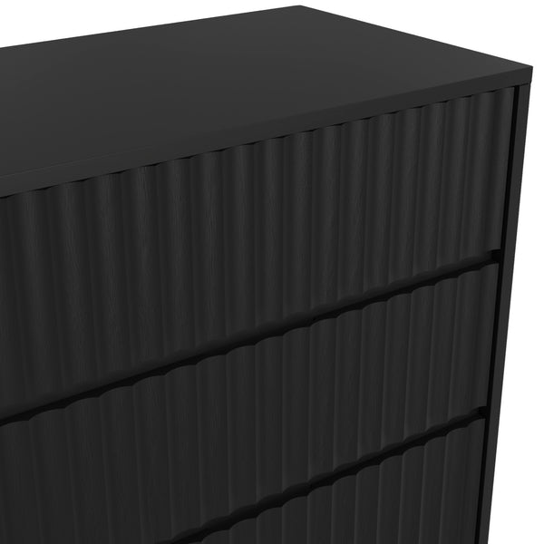 Origins Blanca 5 Drawer Chest - Elegant Handcrafted Mahogany Storage Solution With Smooth Gliding Drawers Black Mahogany Solids & Veneer 8500blk-05