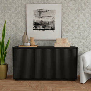 Origins Blanca Sideboard – Stylish Storage Solution With Scalloped Panels And Clean Lines For Organized Spaces Black Mahogany Solids & Veneer 8500blk-64