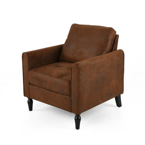 English Elm Chair Low Profile Club Seat Birch Frame Microfiber Upholstery Modern Living Room 63565.00MFBRN