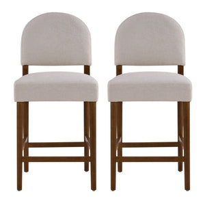 English Elm 26'' Rubberwood Fabric Counterstool Set Padded Backrest Kitchen Island Seating Light Gray N780P394271G