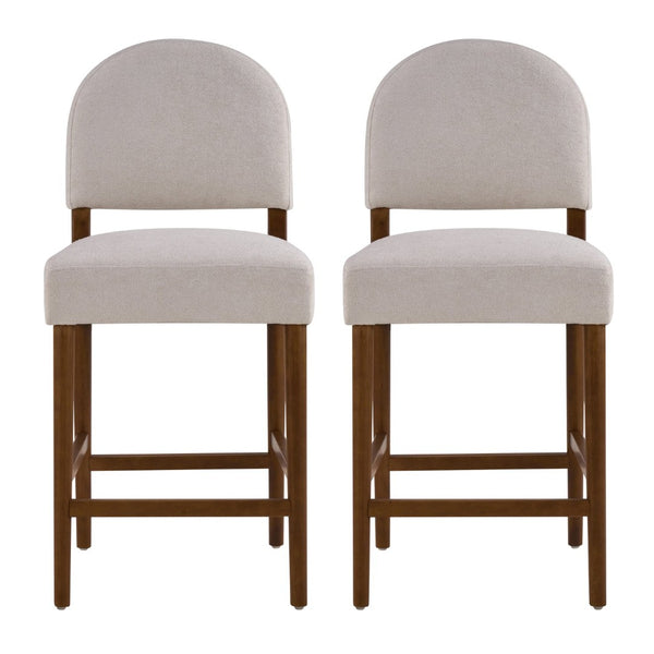 English Elm 26'' Rubberwood Fabric Counterstool Set Padded Backrest Kitchen Island Seating Light Gray N780P394271G